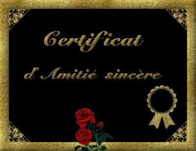 ===>   Crtific@t d'@mitié sincère   <===